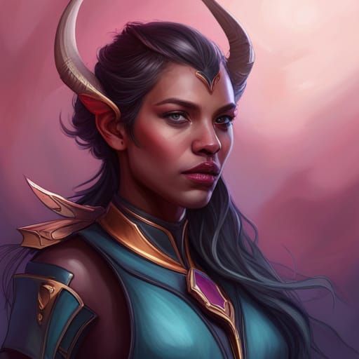 Detailed Tiefling Portrait in Hyperrealistic Style
