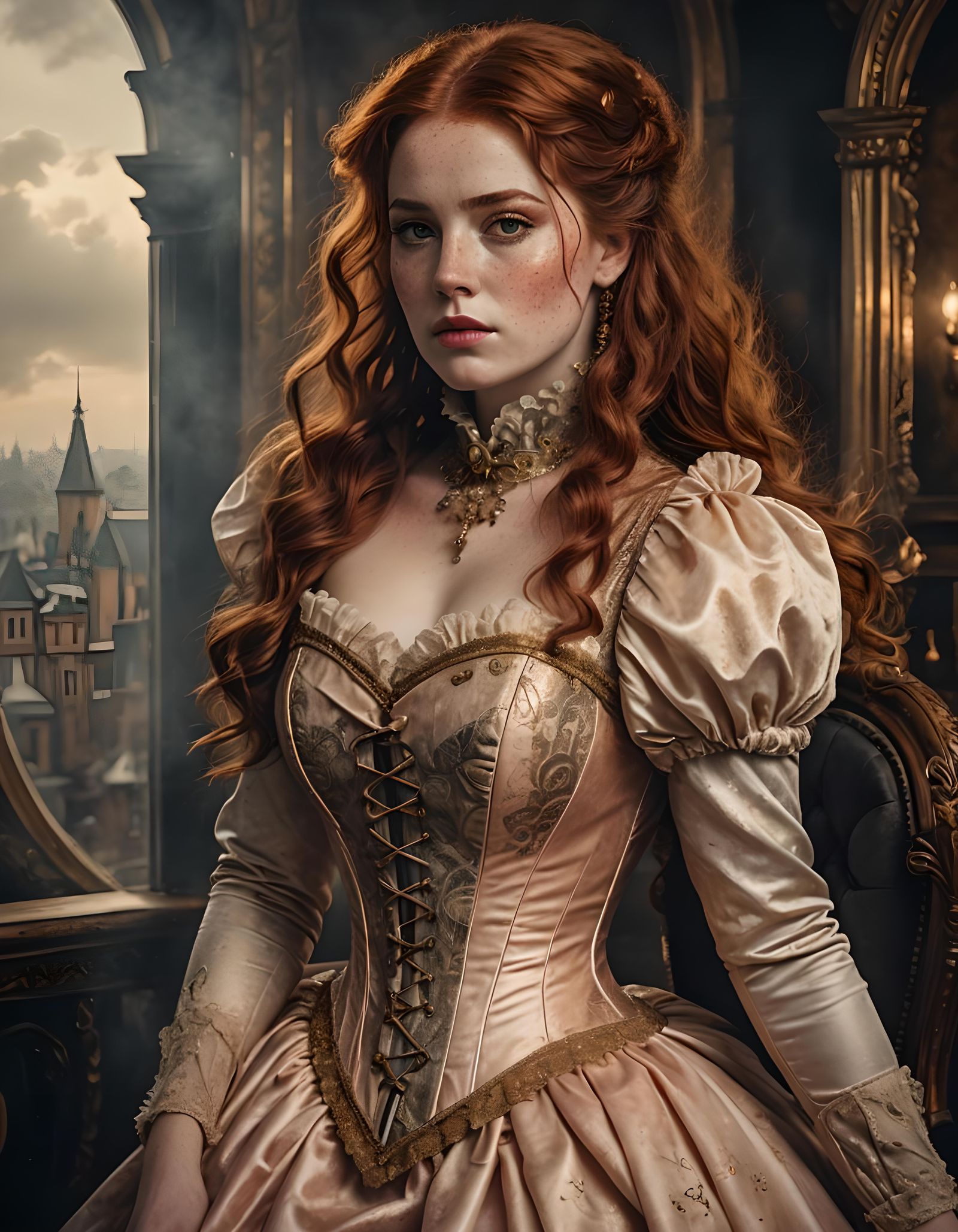Victorian Woman Portrait in Digital Matte Painting Style