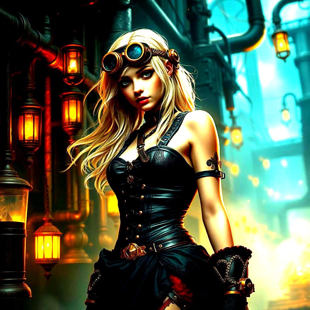 Steampunk Goddess in Golden Splendor