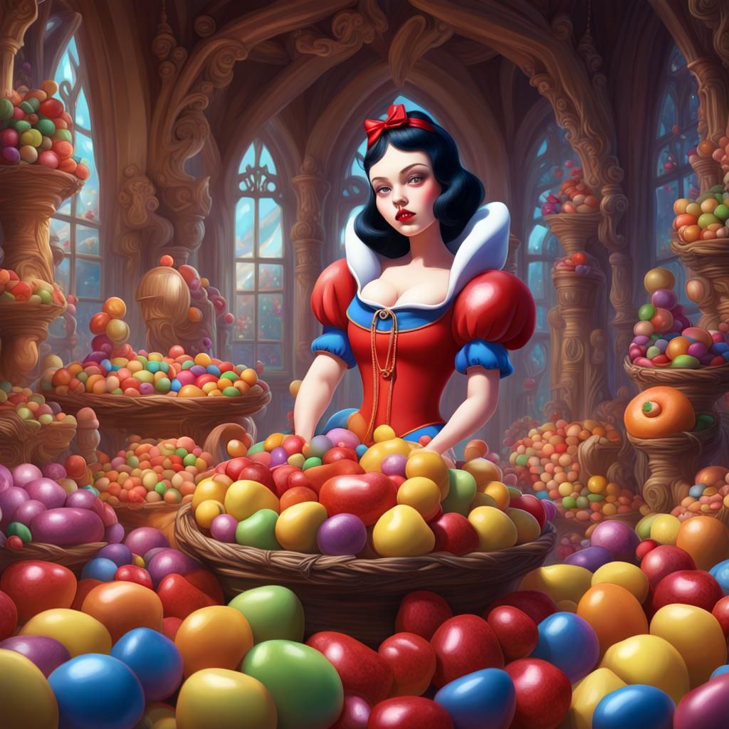 Gothic Fantasy Snow White in Candy Art Style