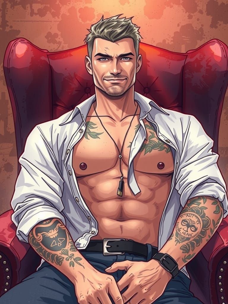 Elegant Mafia Boss in Watercolour Anime Style