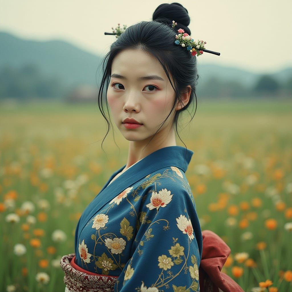 Edo Period Goddess of Vegetation in Majestic Japanese Fields