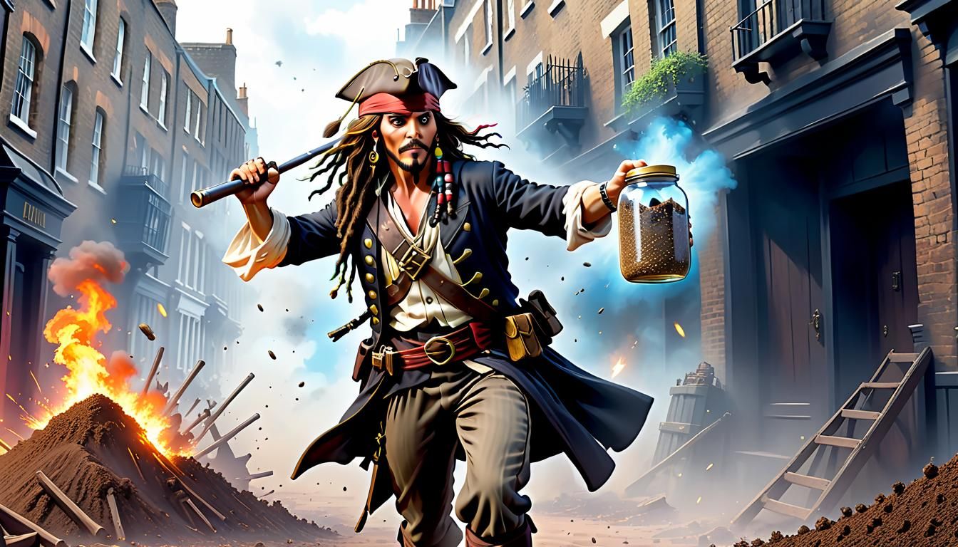 Captain Jack Sparrow's Cartoon Escape from London