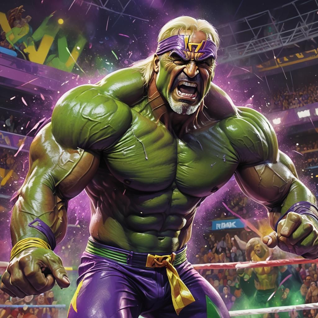 Green Hulk Hogan Concept Art in Comic Style