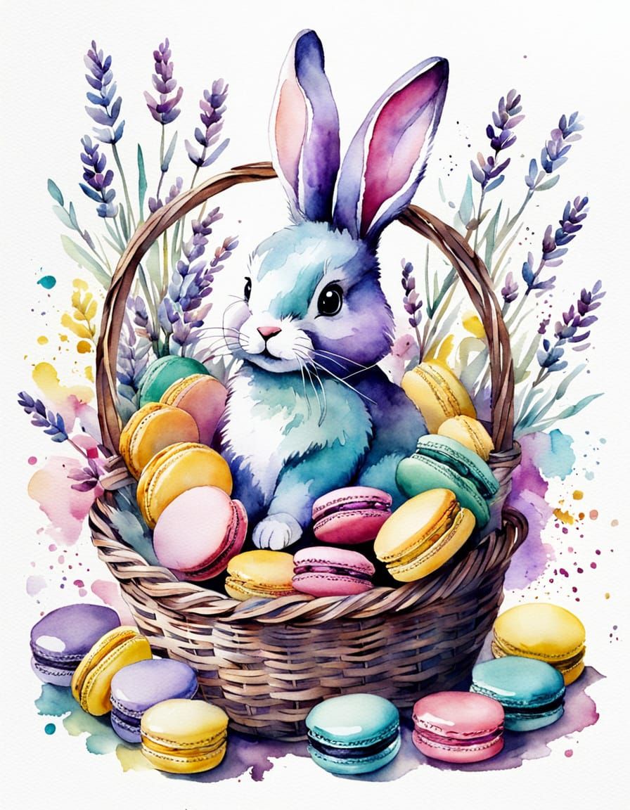 Whimsical Easter Macarons in Pastel Watercolors