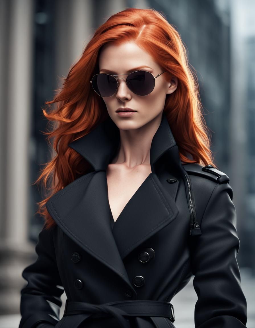 Red-Haired Spy in Black Trench Coat