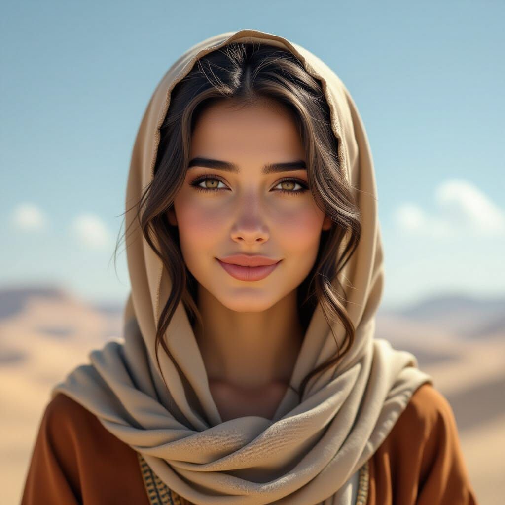 Photorealistic Portrait of Ancient Hebrew Woman in 3232 BCE