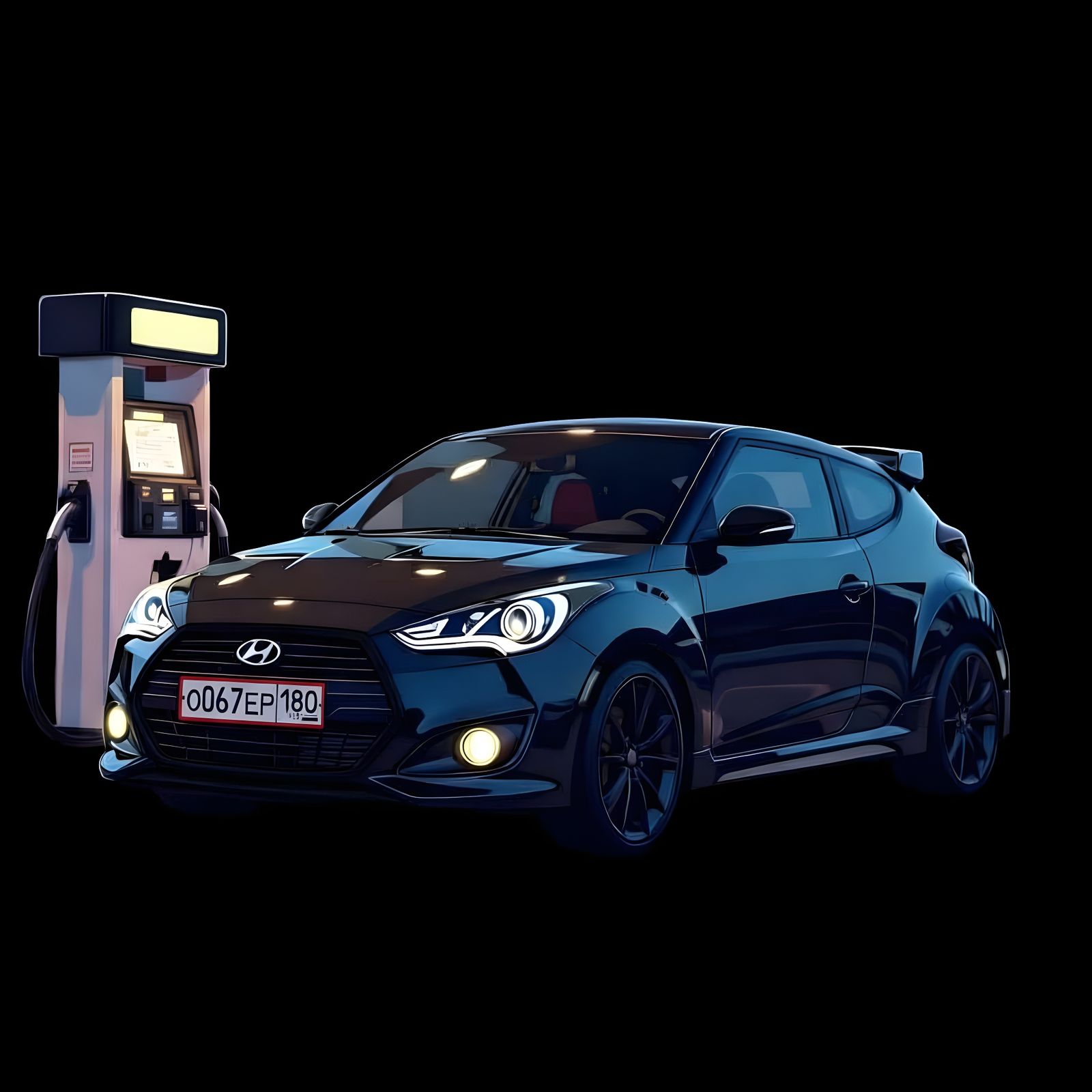 Black Hyundai Veloster Turbo 2012 Digital Art