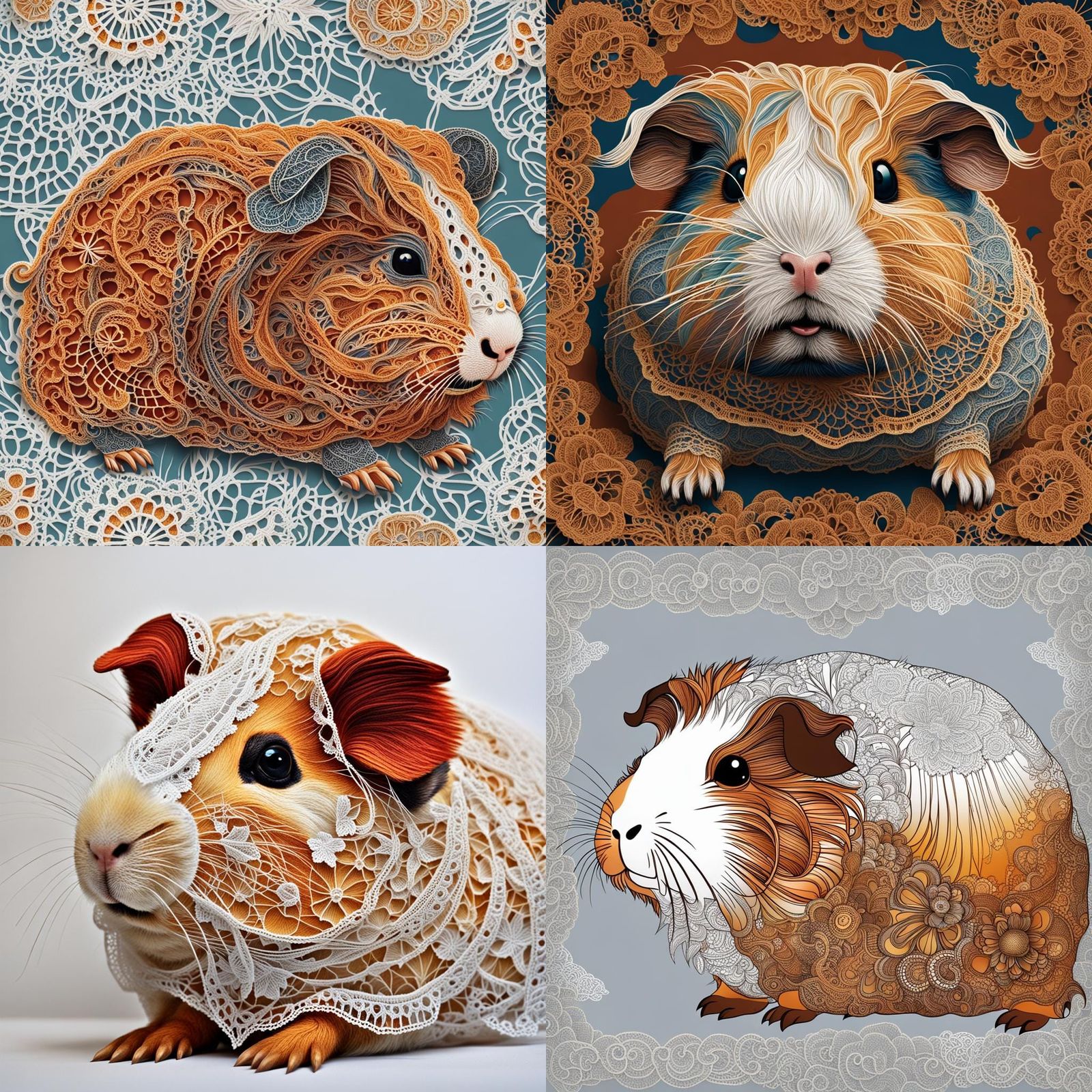 Lace Guinea Pig: Abstract Art in Complementary Colors