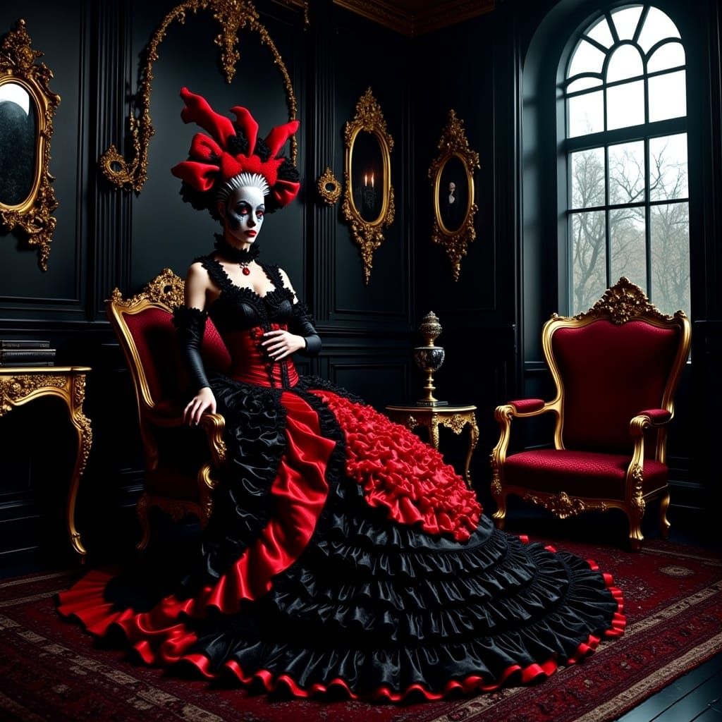 Victorian Alien in Rococo Horrorcore Style