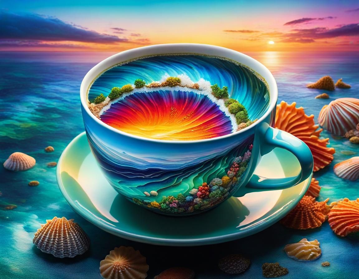 Ethereal Seascape in a Cup: Magical Tiny World