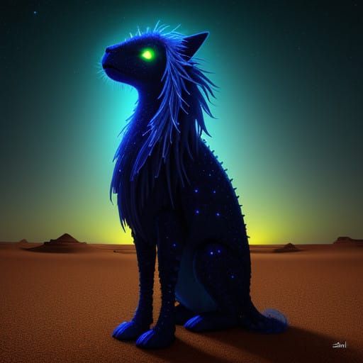 Bioluminescent Creature Roams the Sahara in Surreal Landscap...