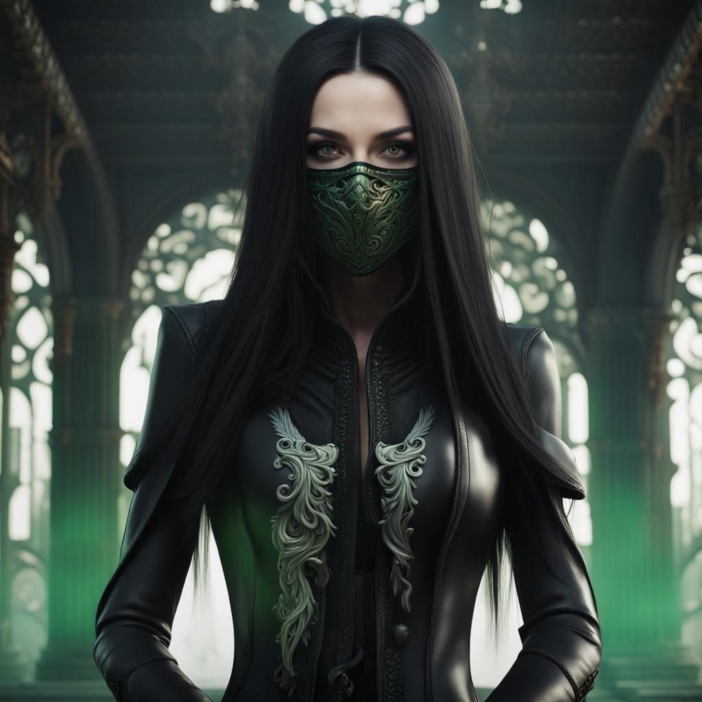 Young Woman Assassin in Detailed Matte Painting