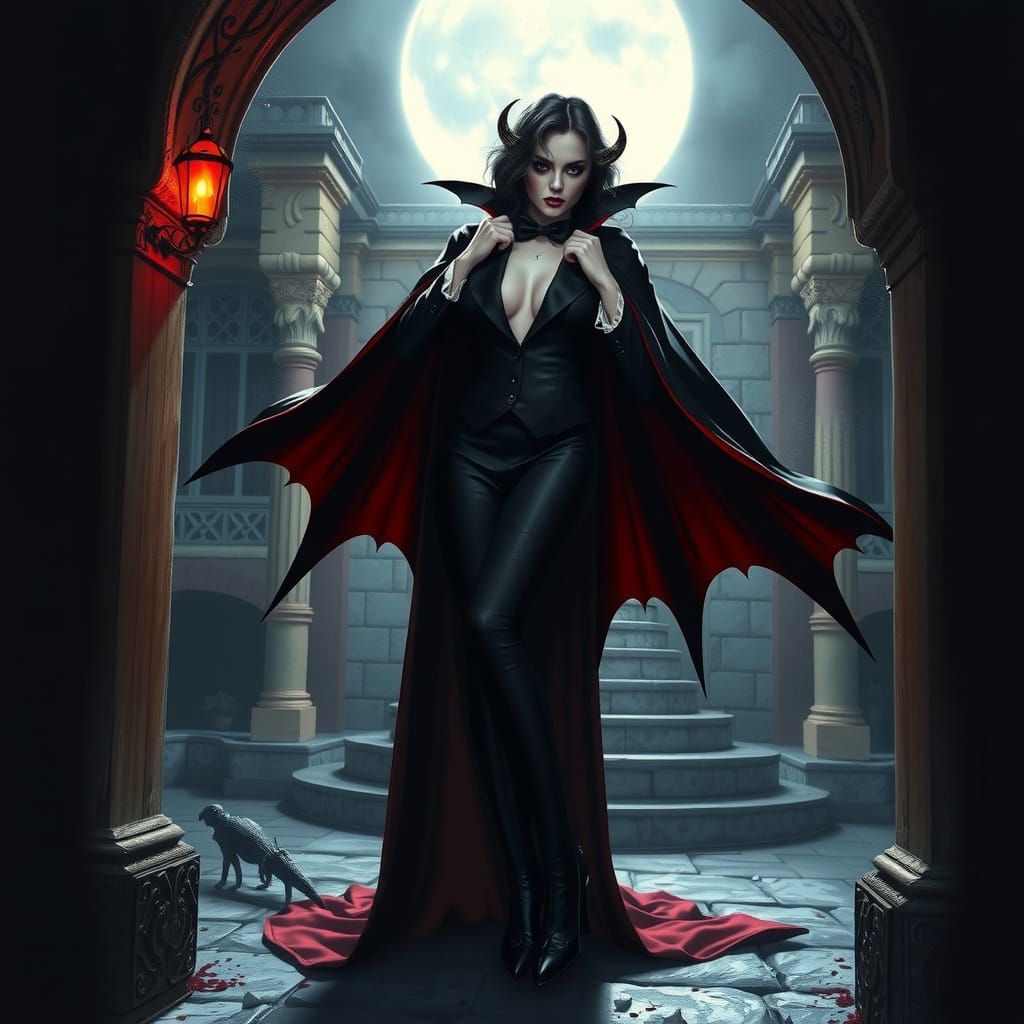 Elegant Vampire Countess in Dark Gothic Style