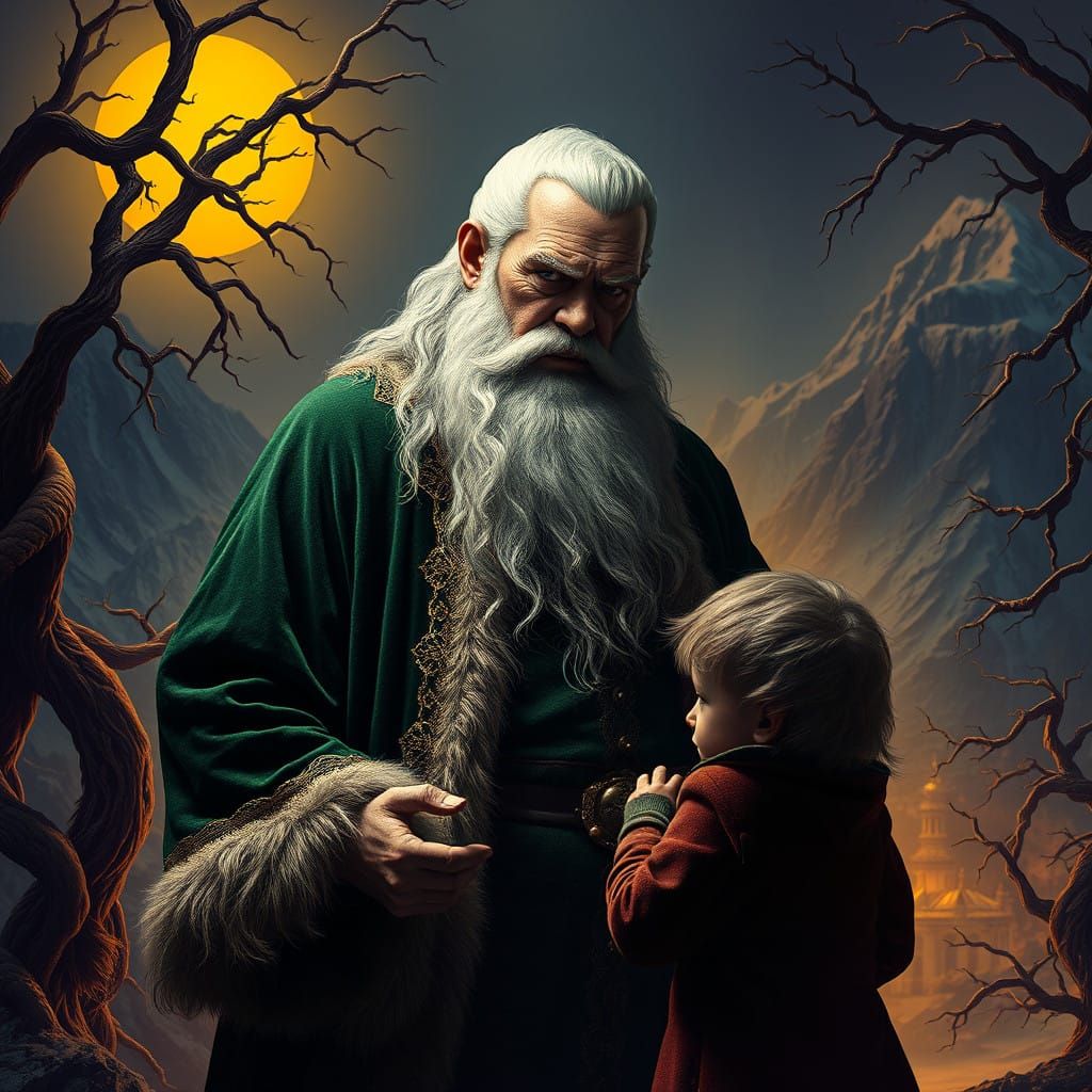 Majestic Scottish Santa Claus Disciplines a Misbehaving Chil...