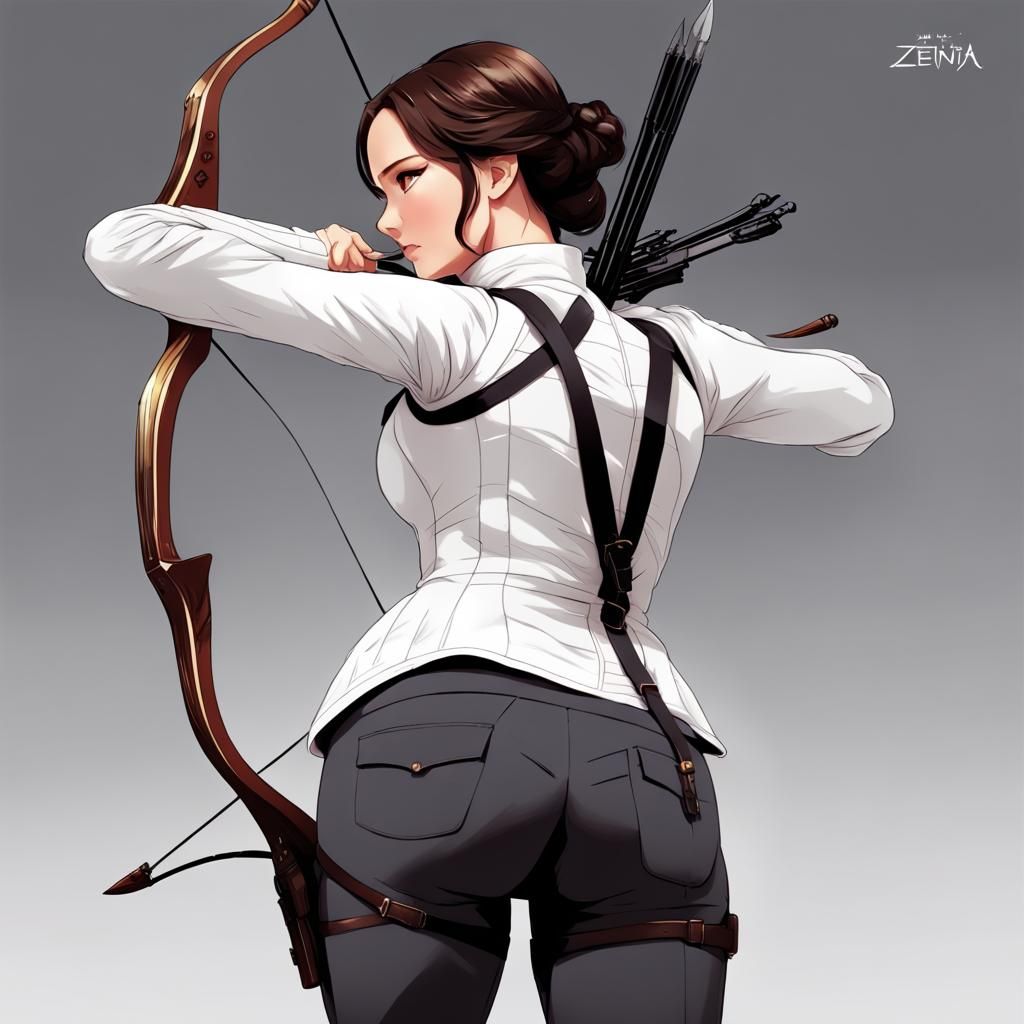 Katniss Everdeen Back Pose in Anime Style