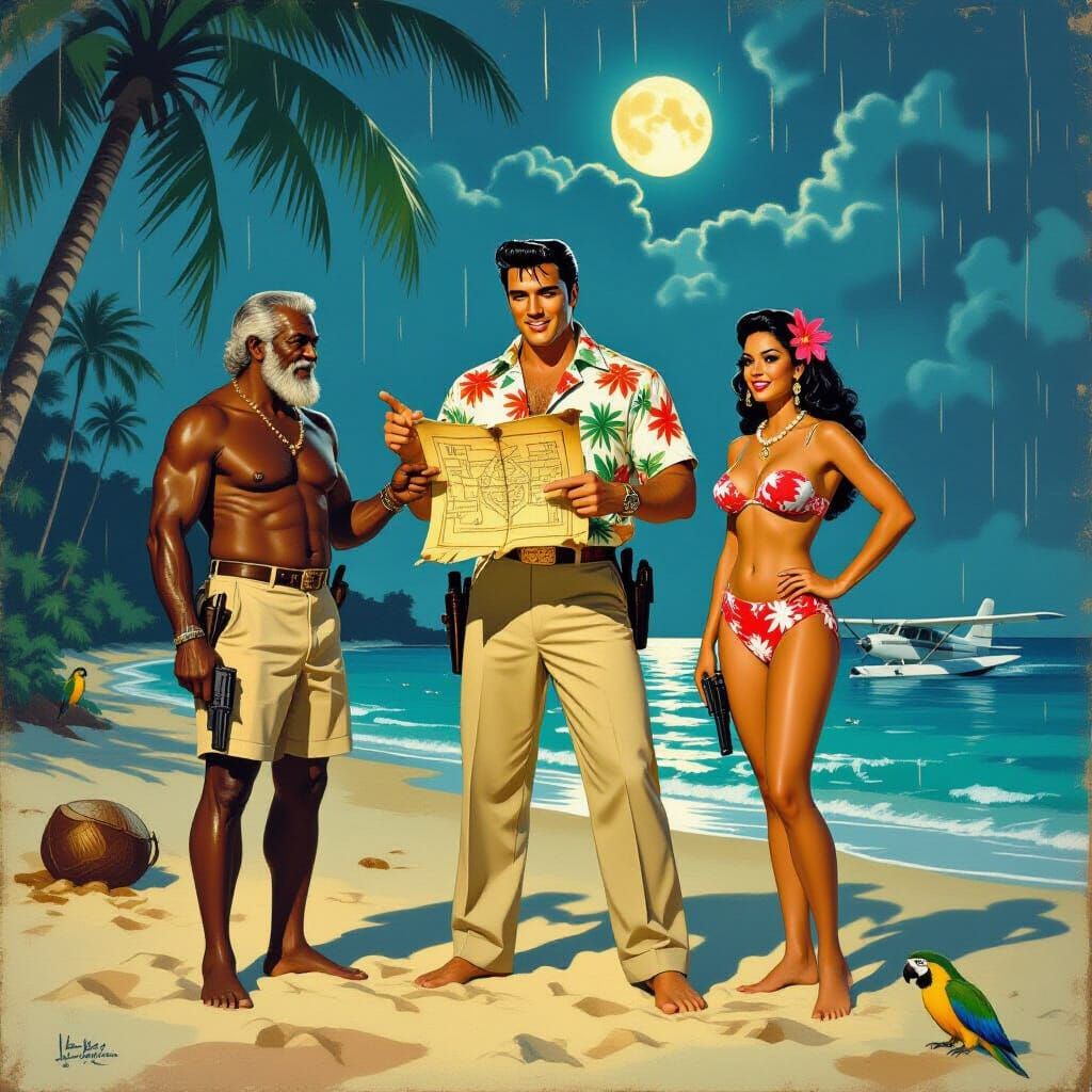 Elvis Leads Pulp Adventure on Tropical Island