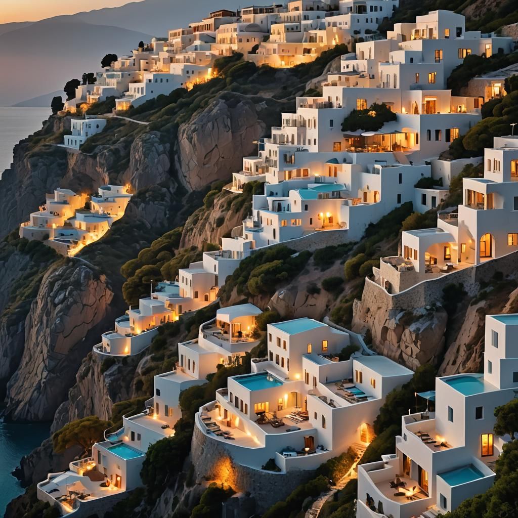 Majestic Greek Resort at Sunset