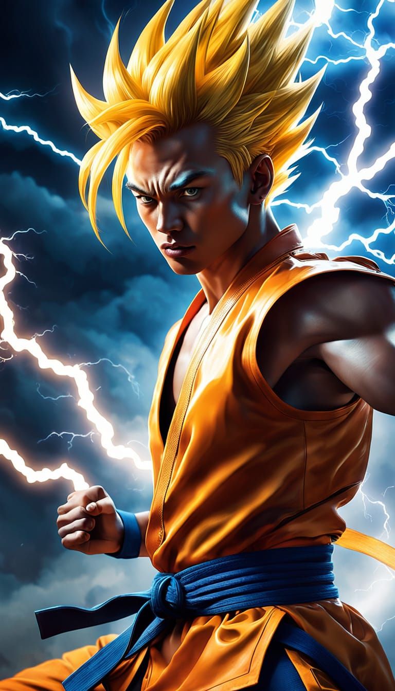 Cinematic Martial Arts Master with Golden Hair