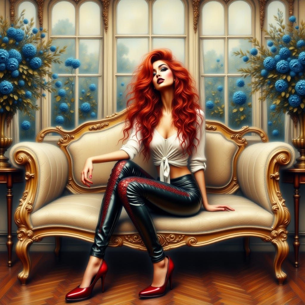 Porcelain Woman in Art Nouveau Digital Painting