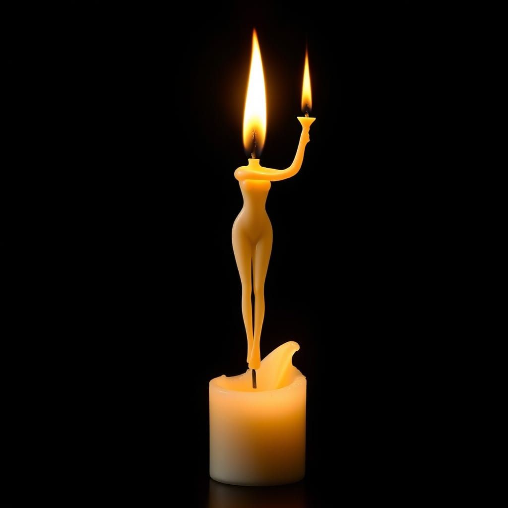 Figurative Candle Wick Holding a Torch