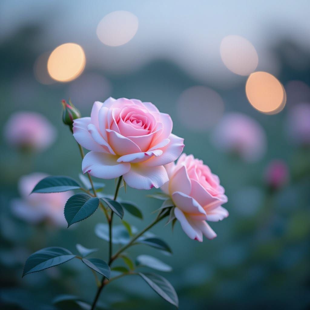 Serene Roses in Twilight: Professional Photography