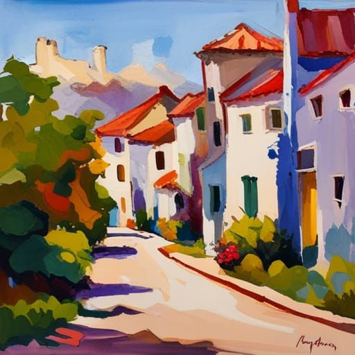 Impressionist Gouache Painting on Canvas in 8K