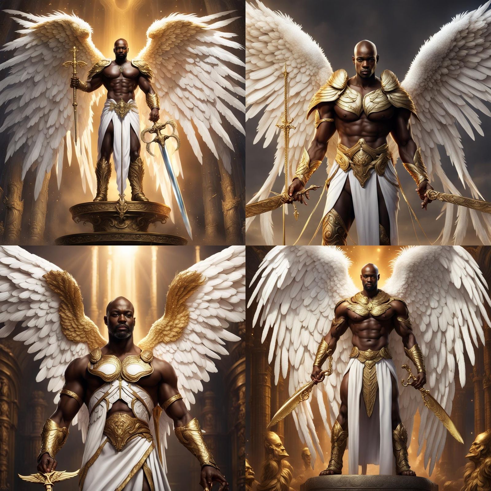 Angel of Justice with Golden Sword, Detailed Digital Art