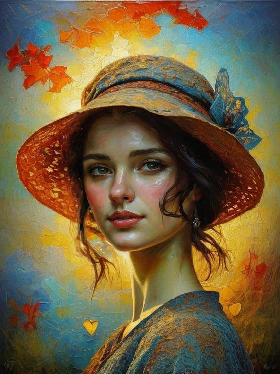 Elegant 19th-Century Impressionist Portrait in Oil