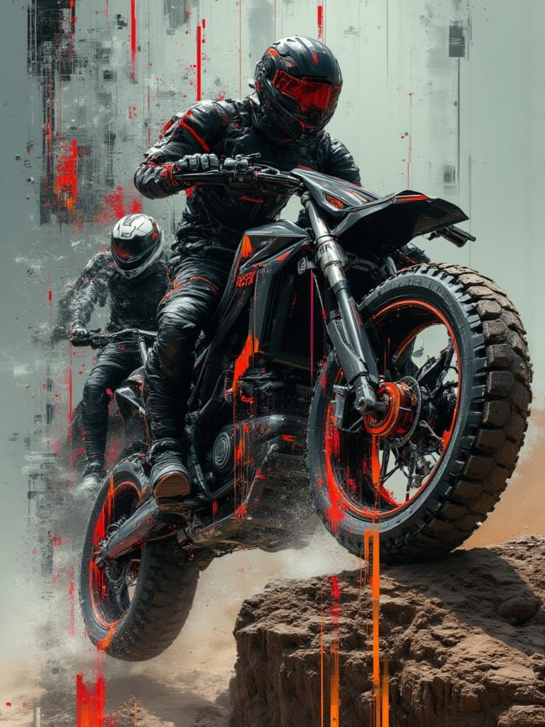 Futuristic Riders on Alien Planet in Sci-Fi Horror Style