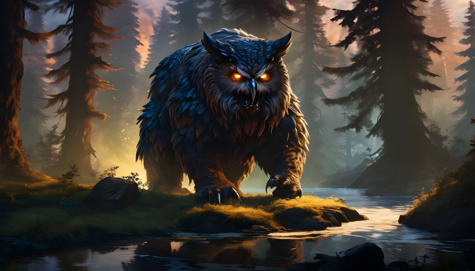 A giant very menacing owlbear
