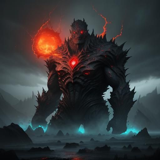 Granite Golem Concept Art in Dark Fantasy Style