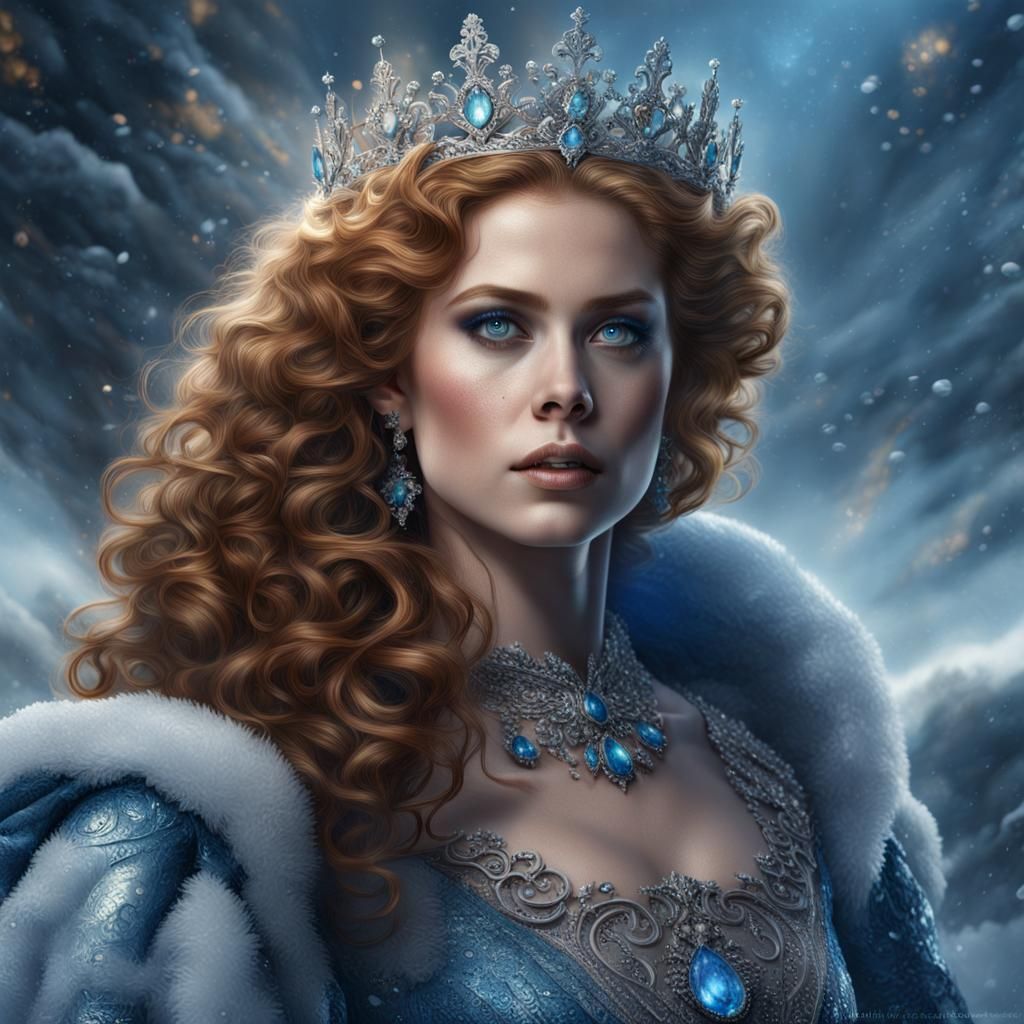 Hyperrealistic Nude Queen in Snow, Fantasy Art