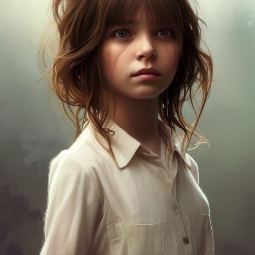 Detailed Portrait of a Seven-Year-Old Girl