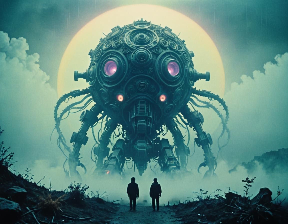 Dreamcore Monster in Misty 80s Landscape