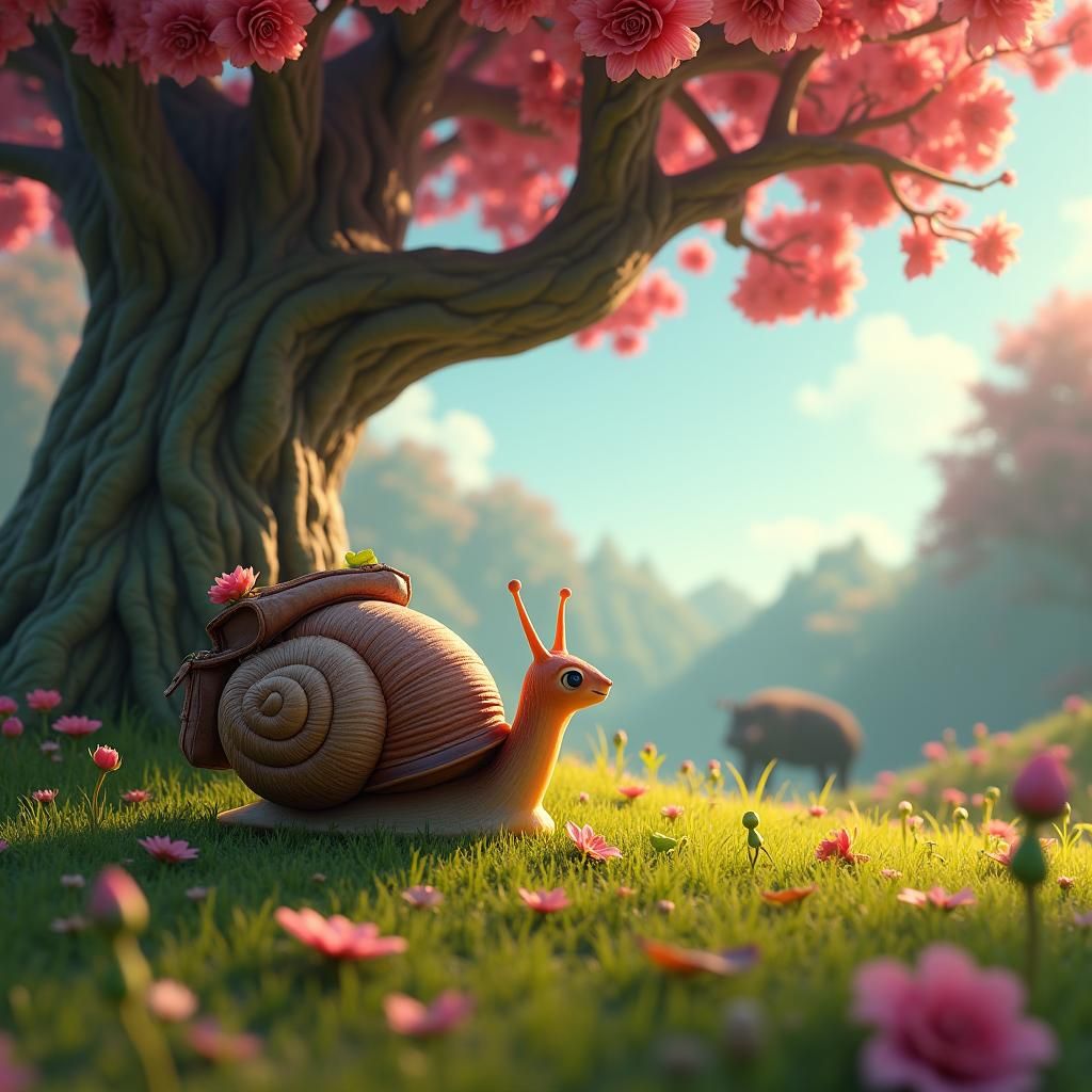 Snail's Courage: Rose Tree Defends Meadow