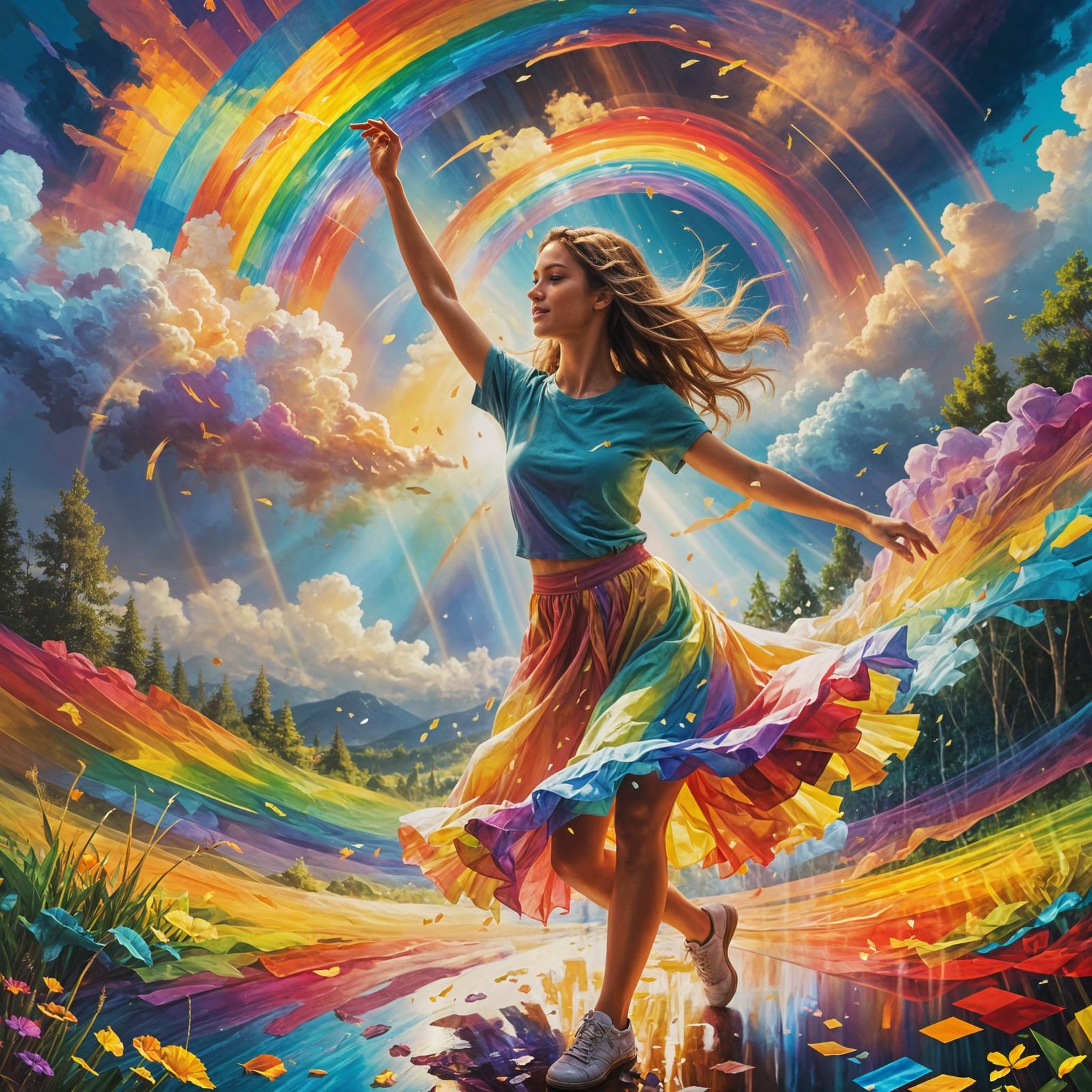 Girl Dancing on Rainbows