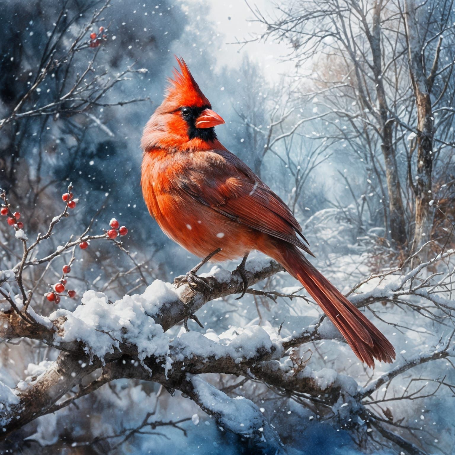 Cardinal in winter