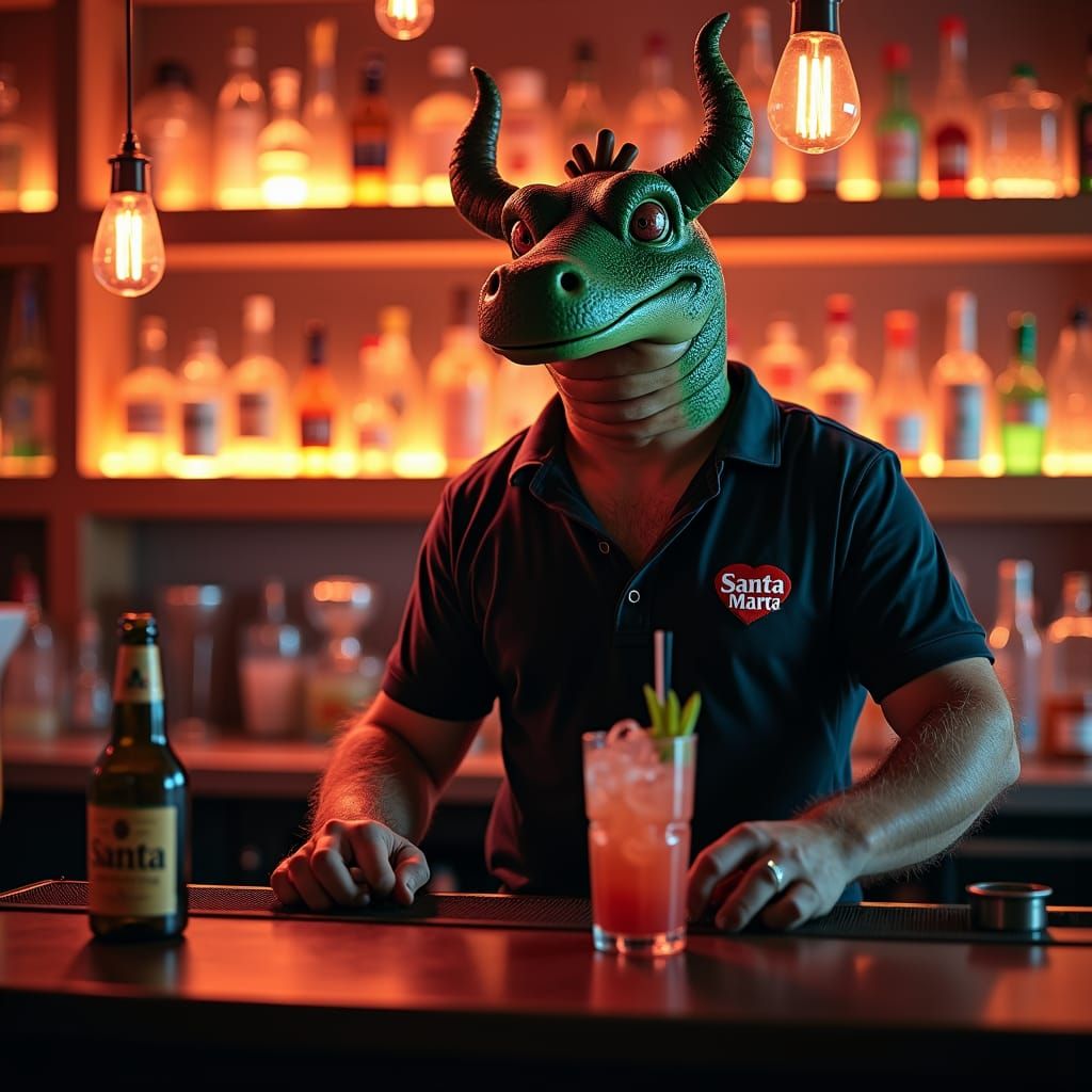 Turtle Bartender Mixes Drinks in Surreal Bar