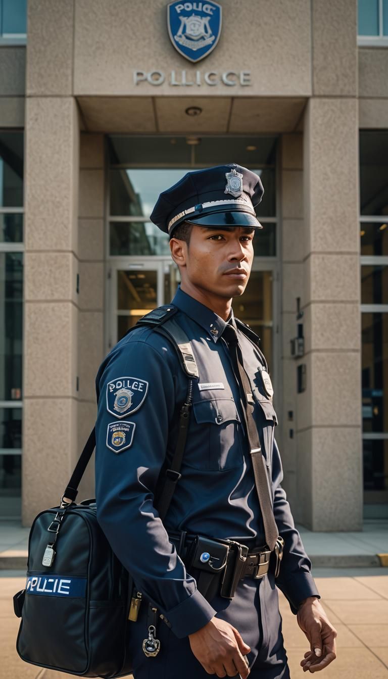 Police Officer Arrival: Futuristic and Dynamic Illustration