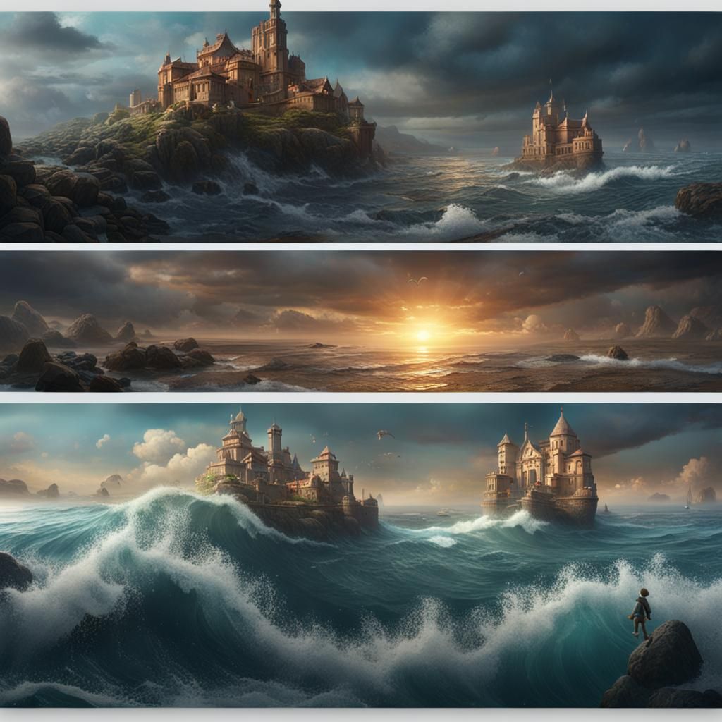 Stone Skipping in the Sea: Fantasy Concept Art