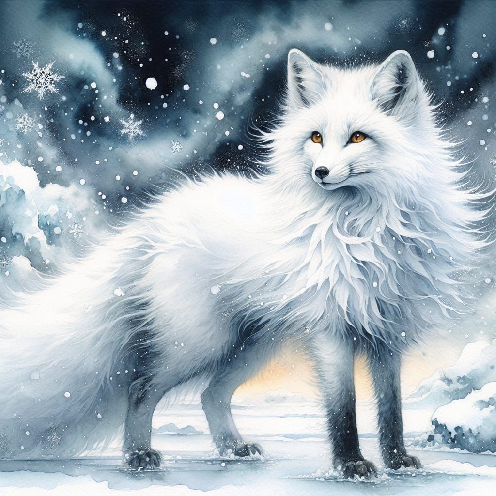 Ethereal White Fox in a Winter Ballet