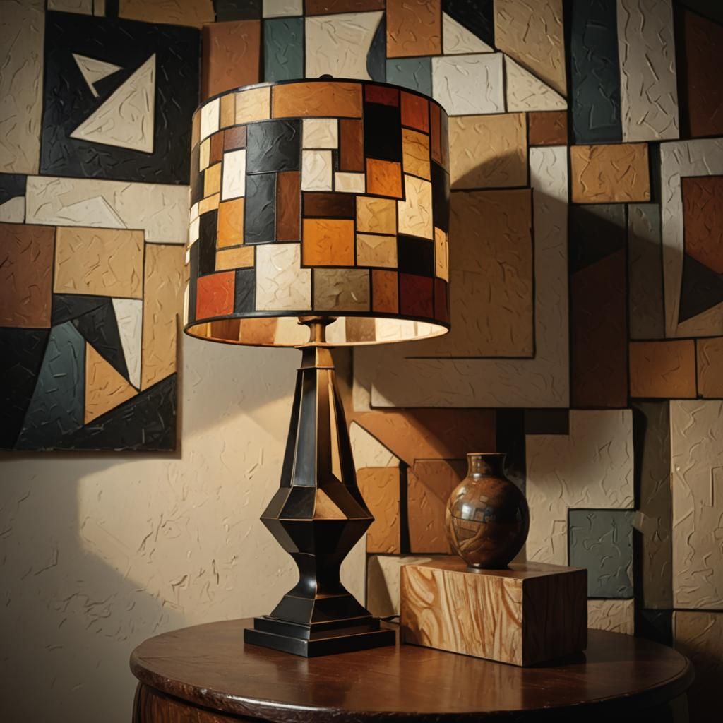 Cubist Lamp Still Life in Picasso Style