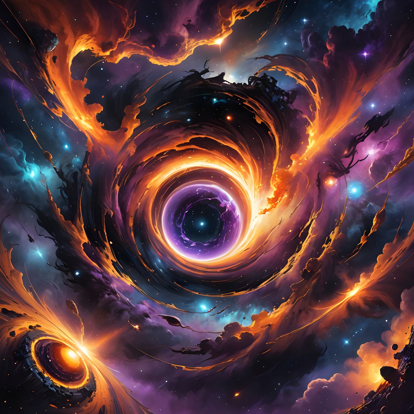 Black Hole Consumes Universe: Detailed Matte Painting