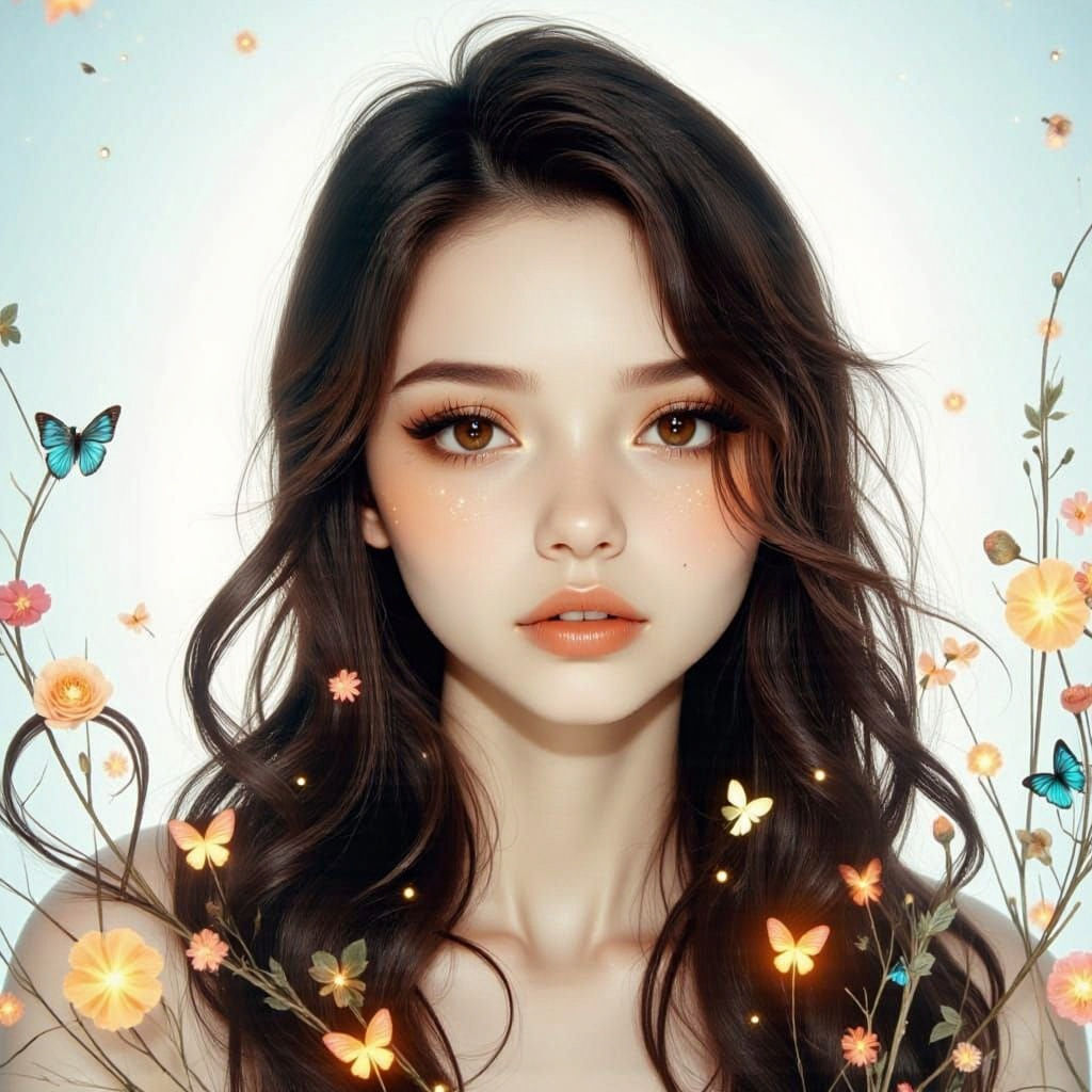 Close Up Fairy Portrait with Glowing Runes