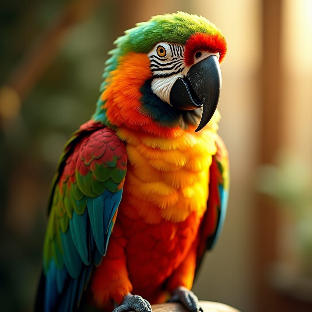 Colorful Parrot in Vintage Film Style