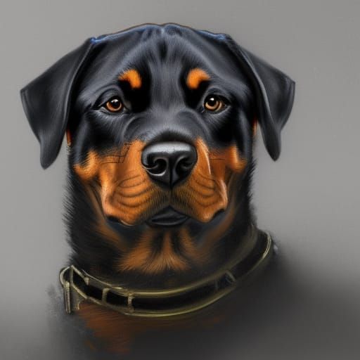 Rottweiler Portrait in Dark Fantasy Style