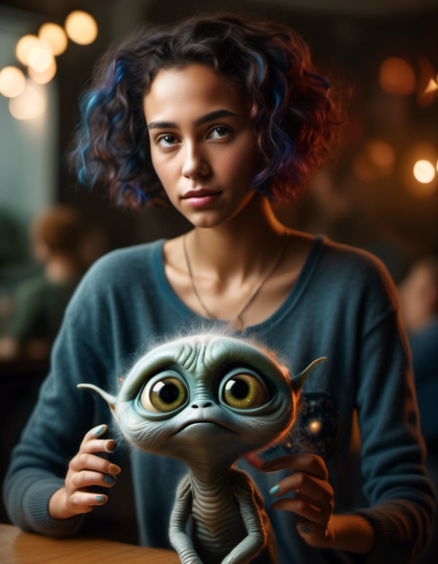 Smiling Aliens Party: Hyperrealistic Bizarre Art