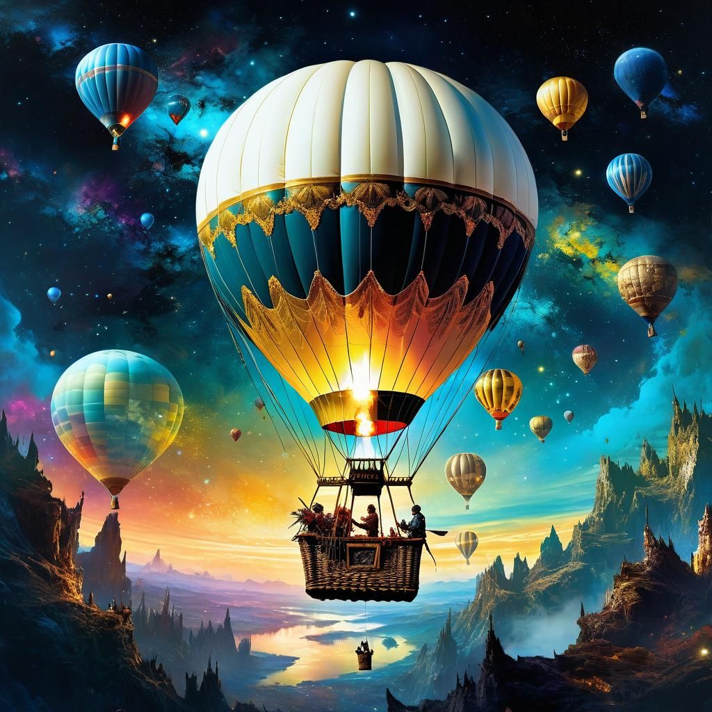 Luminescent Hot Air Balloon in Deep Space