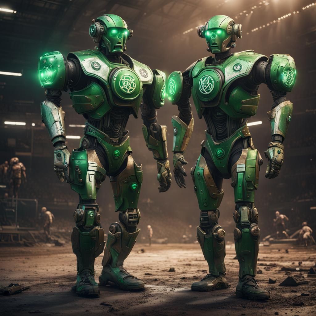 Glasgow Celtic Players as Detailed Robot Art